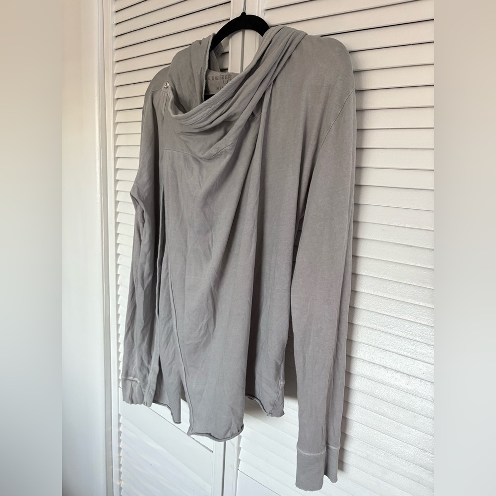 Free People Bond Cardigan Oversized Drape Wrap Hooded Sweater | Gray | Size M - Picture 7 of 15